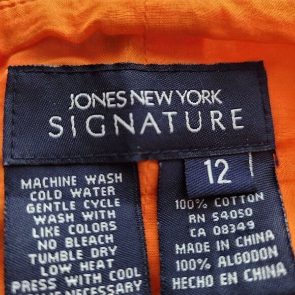 Vintage 90s Skirt 12 Orange Floral Cotton Paneled Tea Length A-line Ruffle Hem - Picture 3 of 10